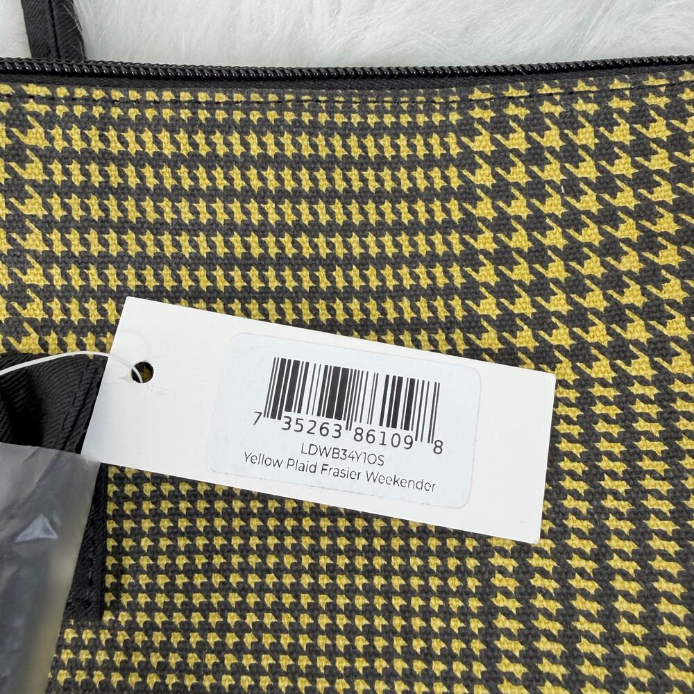 New Lulu Dharma Frasier Weekender Bag Yellow Plaid Large Travel Overnight Tote - Picture 2 of 12